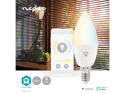 Smart LED-pære E14 4.9W hvid med WiFi Tuya NEDIS WIFILRW10E14