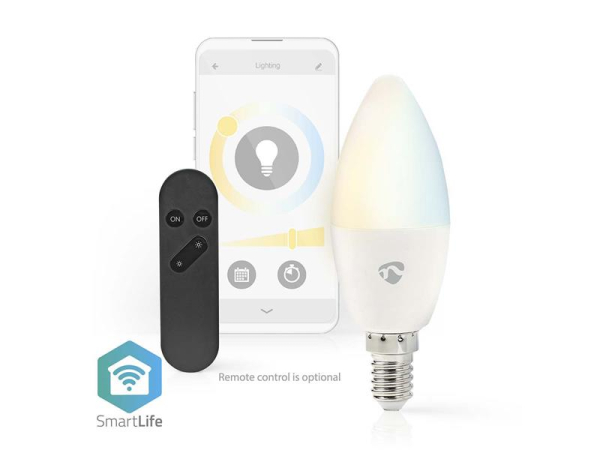 Smart LED-pære E14 4.9W hvid med WiFi Tuya NEDIS WIFILRW10E14