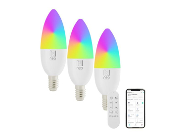 Smart LED-pære E14 6W RGB+CCT IMMAX NEO 07716CDO WiFi Tuya sæt med 3