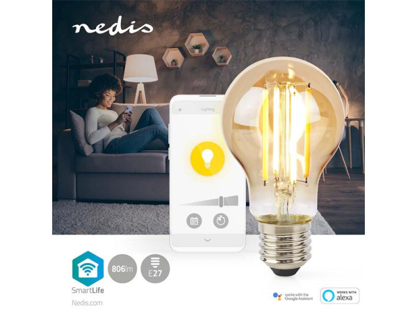 Smart LED-pære E27 7W varmhvid NEDIS WIFILRF10A60 WiFi Tuya