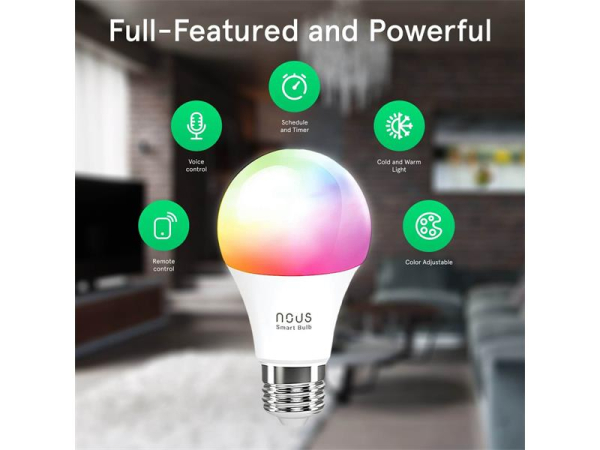 Smart LED-pære E27 9W RGB NOUS P3/2pak WiFi Tuya sæt med 2 stk