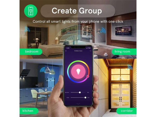 Smart LED-pære E27 9W RGB NOUS P3/2pak WiFi Tuya sæt med 2 stk