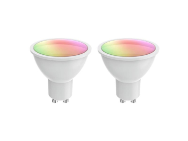 Smart LED-pære GU10 5.5W RGB CCT 2-pak WOOX R9076 WiFi Tuya, fjernbetjening inkluderet