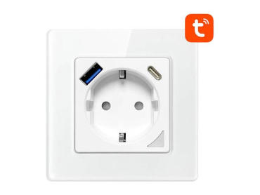 Smart stikkontakt AVATTO N-WOT10-USB-W med WiFi og USB porte, Tuya-kompatibel