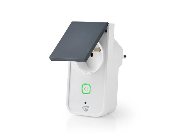 Smart WiFi-stikdåse NEDIS WIFIPO120EWT til udendørs brug, kompatibel med SmartLife og Tuya, IP44