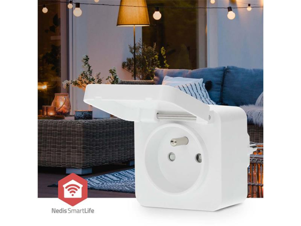 Smart stik NEDIS ZBPO130EWT ZigBee Tuya - Styr haveudstyr via smartphone, stemmekontrol, timer, strømmåler, hvid