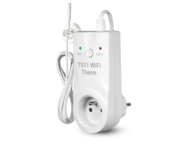 TS11 WiFi Stikkontakt med Termostat ELEKTROBOCK - Programmerbar og Manuel Styring, 16 A