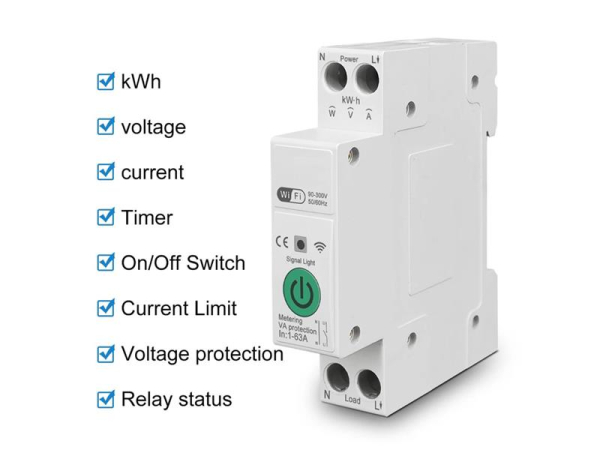 Smart elektronisk enkeltfaset afbryder IMMAX NEO 07574L 1-63A WiFi Tuya