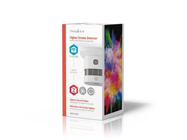 Smart røgalarm NEDIS ZBDS10WT Zigbee Tuya, kompakt, 85 dB, 10 års levetid