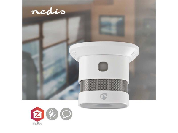 Smart røgalarm NEDIS ZBDS10WT Zigbee Tuya, kompakt, 85 dB, 10 års levetid