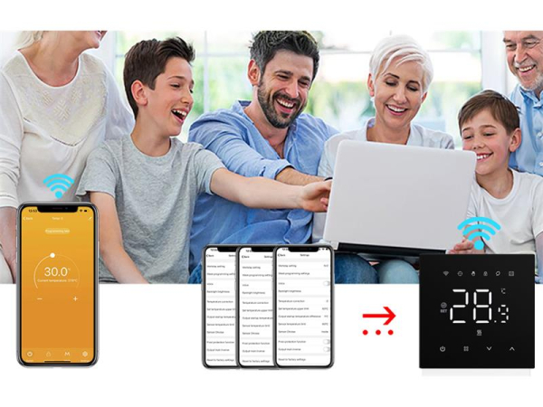 Smart termostat AVATTO WT410-16A-B WiFi Tuya, stemmestyring, programmerbar
