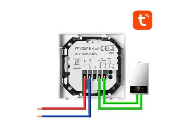 Smart termostat til vandopvarmning AVATTO WT200-BH-3A-W WiFi Tuya