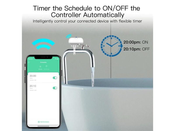 Smart Vandventil WiFi MOES WV-QY-EU, Motoriseret, 12V/1A, Kompatibel med Alexa og Google Assistant