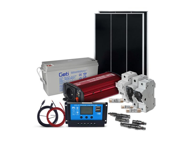 Solcellesæt til off grid SOLARFAM 200Wp, 12V, 150Ah batteri, inverter 230VAC 600W