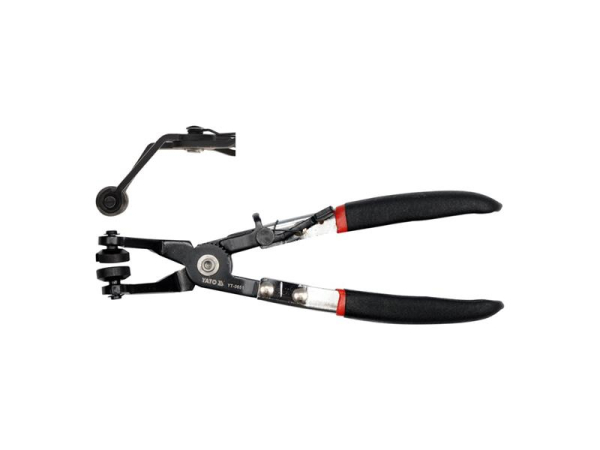 Samosvorná hadicová spona YATO YT-0651, kleště zahnuté 45°, ocel 40 HRC, 230 mm