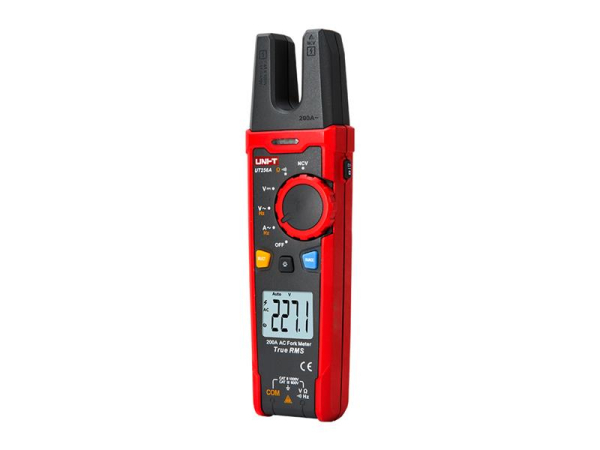 Multimeter UT256A UNI-T Digital med Gaffel, AC Strømmåling op til 200A, Spændingsmåling, Modstandsmåling, og Indbygget Lampe