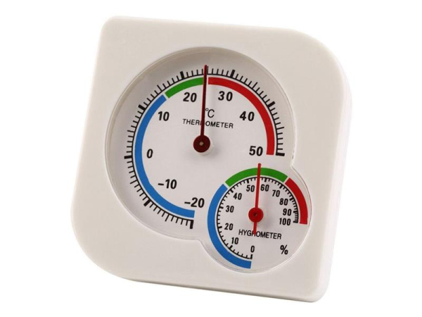 Termometer og hygrometer HADEX analog, 75 x 75 x 10mm, –20 til 50 °C (± 1 °C), 0 - 100% (± 5%)