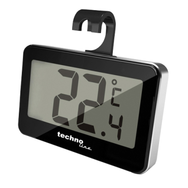 Køleskabstermometer TECHNO LINE WS 7012 med temperaturvisning i °C/°F, inkluderer batteri 1 x CR2032, mål 65 x 40 mm