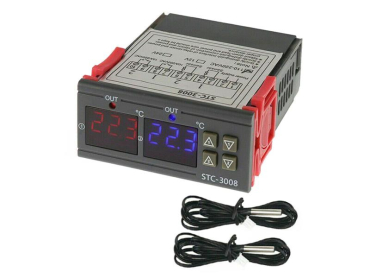 Digital dobbelt termostat HADEX STC-3008, temperaturområde -55~120°C, 230V AC