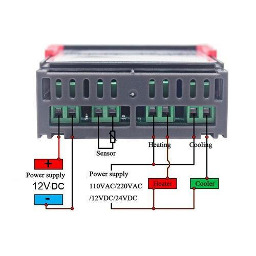 Digital termostat STC-1000 HADEX, temperaturområde -50~99,9°C, 12V, med ekstern temperaturføler