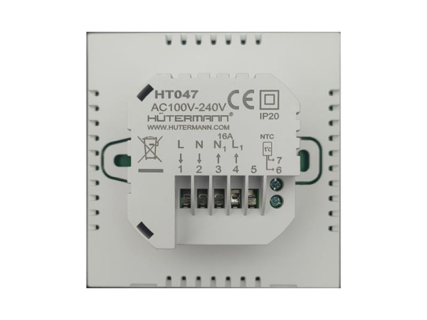 WiFi Termostat HUTERMANN HT047W-IE Tuya, Ugentlig Programmerbar 16A med Intern og Ekstern Sensor