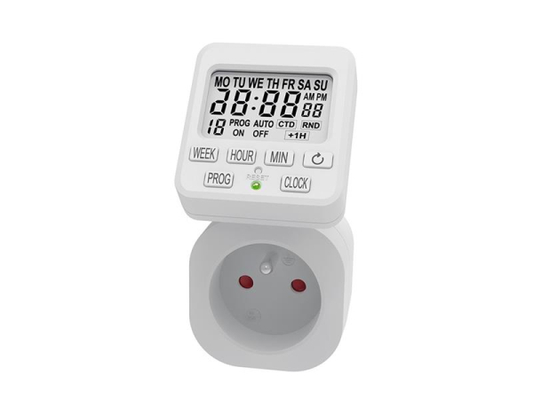 Digital ugentlig tidsafbryder SOLIGHT DT35, 230V/16A, LCD-display, 18 daglige cyklusser