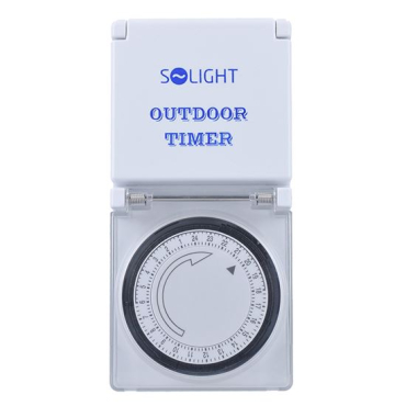 Mekanisk daglig kontaktstik SOLIGHT DT31, 24 timers interval, 230V/16A, børnesikring, IP44