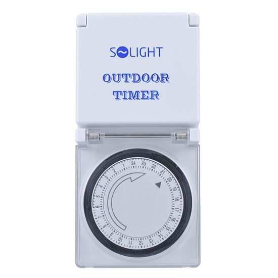 Mekanisk daglig kontaktstik SOLIGHT DT31, 24 timers interval, 230V/16A, børnesikring, IP44