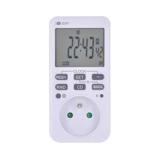 Digital Ugekontakt SOLIGHT DT33 med Stort Baggrundsbelyst LCD Display, LED Indikator, 230V/16A