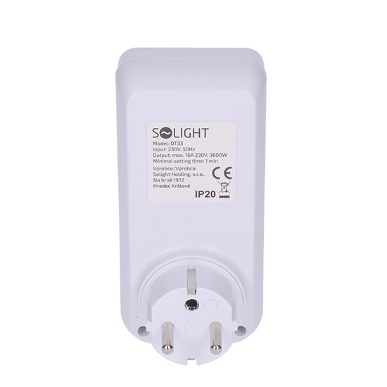 Digital Ugekontakt SOLIGHT DT33 med Stort Baggrundsbelyst LCD Display, LED Indikator, 230V/16A