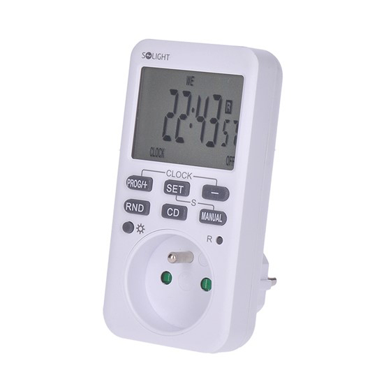 Digital Ugekontakt SOLIGHT DT33 med Stort Baggrundsbelyst LCD Display, LED Indikator, 230V/16A