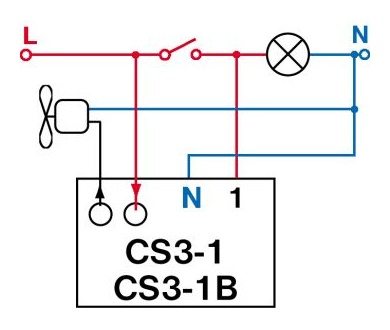 Timer til ventilatorer ELEKTROBOCK CS3-1, 230V, 1s-90min, IP20