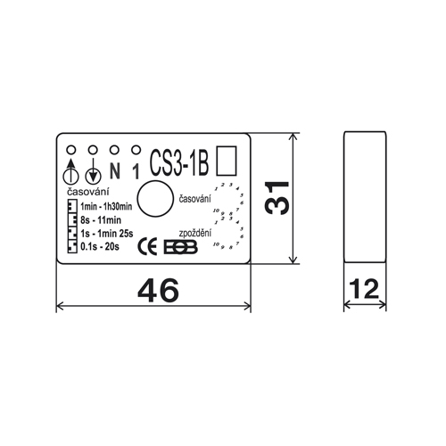 Timer til forsinket ventilator ELEKTROBOCK CS3-1B, 230V, 1s-90min