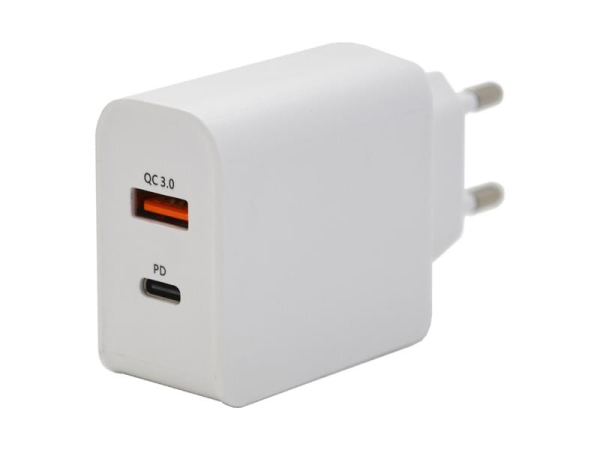 USB Adapter COMPASS 07430 QC 3.0 / PD 230V, USB-A og USB-C