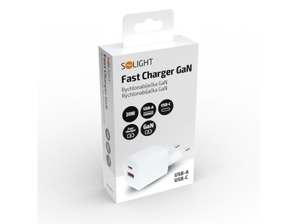 USB SOLIGHT Adapter DC77 USB-C 20W PD GaN Hurtigoplader AC 110-240V