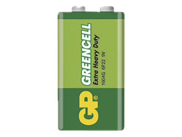 9V Zinkkloridbatteri GP Greencell 6F22 1 stk / blister