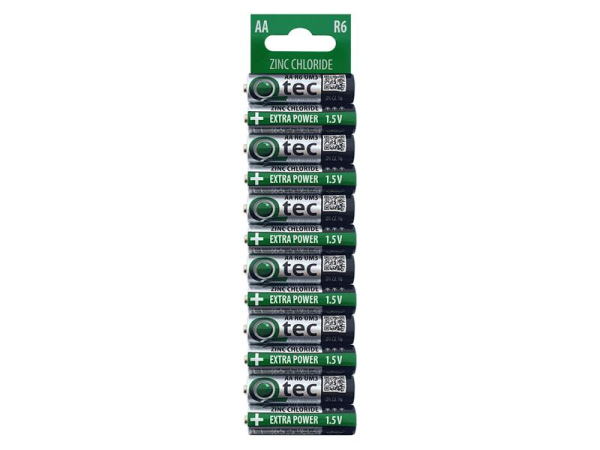 Ekstra kraft Zn-Cl AA R6/UM3 batterier QTEC P1472 12 stk / blister