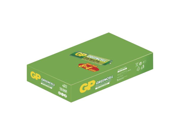 AAA Zinkkloridbatterier GP Greencell 12 stk 1,5 V