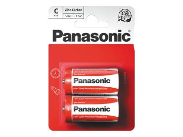 C Batteri (R14) Zn-Cl Rød Panasonic 2 stk/blister 1.5V