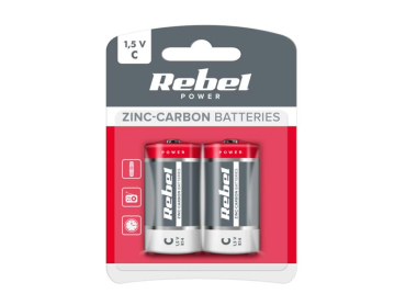 C-batteri Zn-Cl REBEL 1.5V 50mm 26.2mm 2stk BAT0083B
