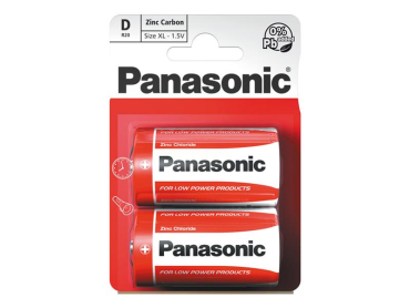 D-batteri (R20) Zn-Cl rødt Panasonic 2 stk/blister 1,5V