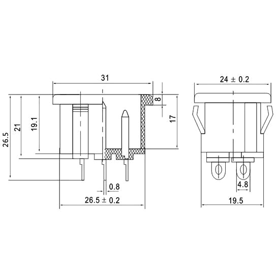 Connector AC for computer panel AS04
