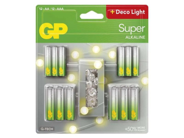 AA / AAA alkaline batteries GP Super 24pcs + LED chain