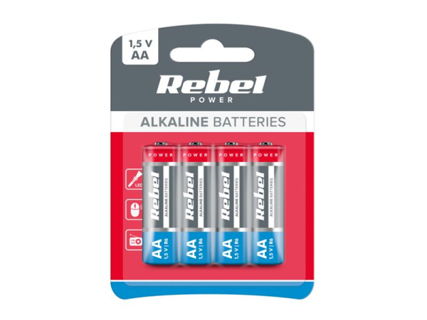 Battery AA (R6) alkaline REBEL Alkaline Power 4pcs / blister BAT0061B