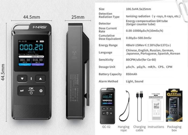 Geiger counter for radioactivity control FNIRSI GC-02.