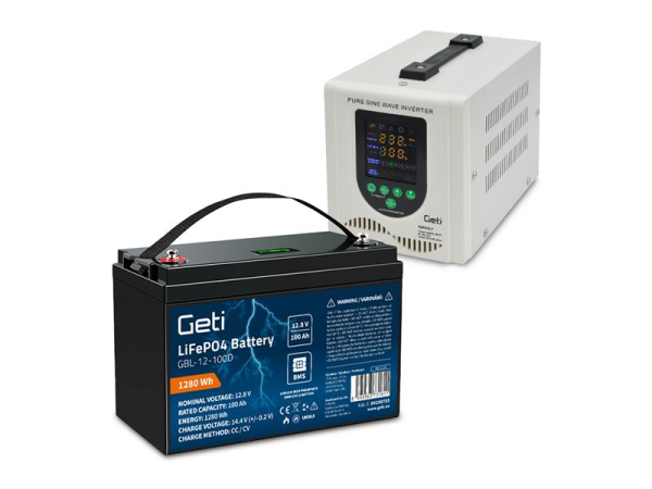 Backup power GETI GEP500LF sinus 500W (800VA) + LiFePO4 battery 100Ah