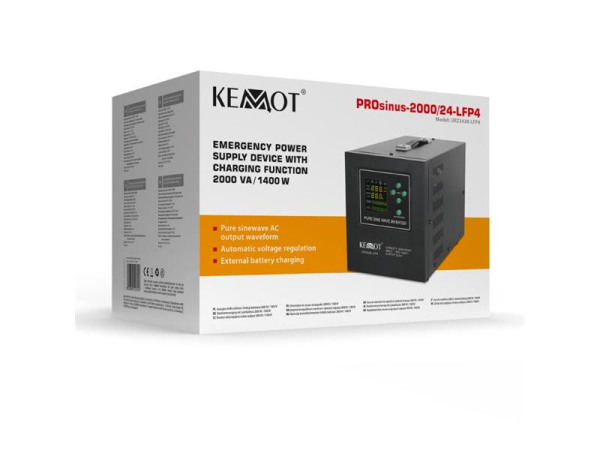 Backup power supply KEMOT PROsinus-2000/24-LFP4 24V 230V 2000VA 1400W Black URZ3428-LFP4