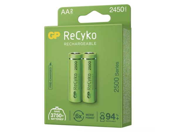Battery AA (R6) rechargeable 1,2V/2450mAh GP Recyko  2pcs