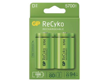Battery D (R20) rechargeable 1,2V/5700mAh GP Recyko  2ks