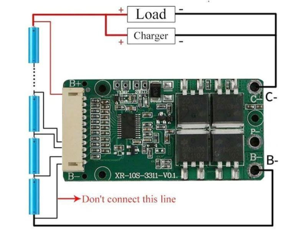 Protection circuit and balancer for 10 Li-Ion cells 3.7V current up to 15A